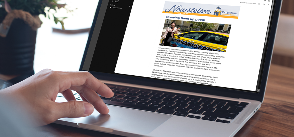 Light House women's recovery, pillar brands, case study, results, newsletter, design, graphics, desktop